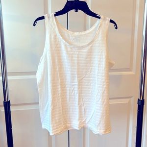 Lands' End White Stripe tank NWOT